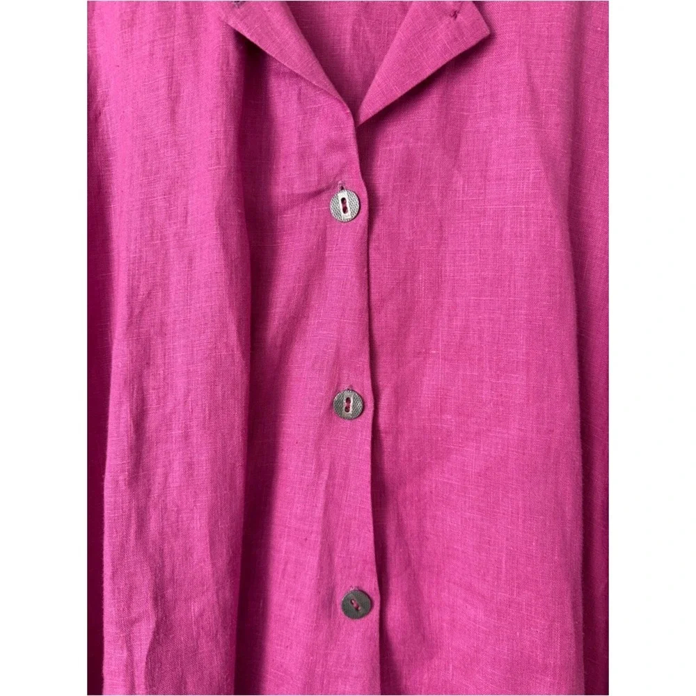 Itemz Chris‎ Baumgartner Fuchsia Linen Shirt Asymmetrical Lagenlook Art to Wear